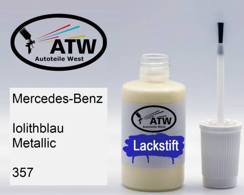 Mercedes-Benz, Iolithblau Metallic, 357: 20ml Lackstift, von ATW Autoteile West.